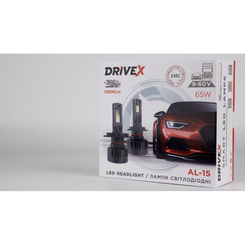 LED лампи автомобільні DriveX LED лампи серії AL-15 HB3(9005) 65W 9-60V 5.5K к-т.