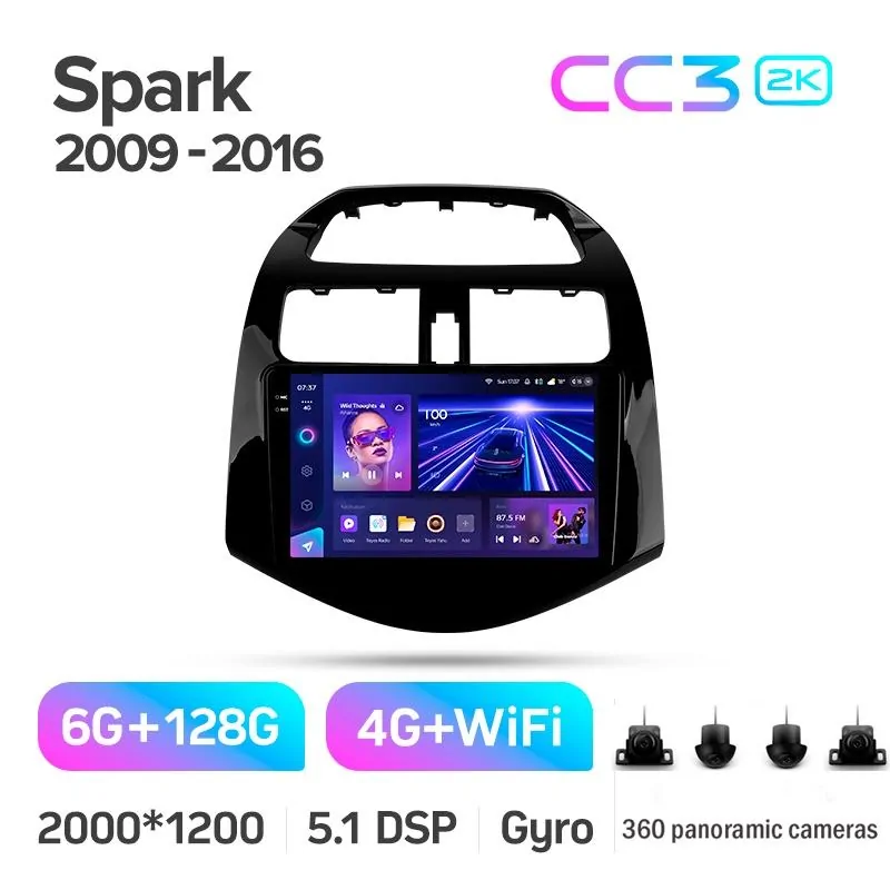 Штатная магнитола Teyes CC3 6+128 Gb с круговым обзором 360 Chevrolet Spark M300 2009 - 2016 (F1) 9