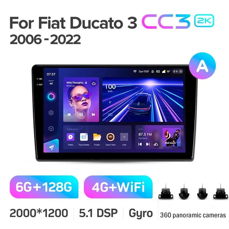 Штатная магнитола Teyes CC3 6+128 Gb с круговым обзором 360 Fiat Ducato 3 For Peugeot Boxer 2 For Citroen Jumper 2 2006-2022 (A) 9