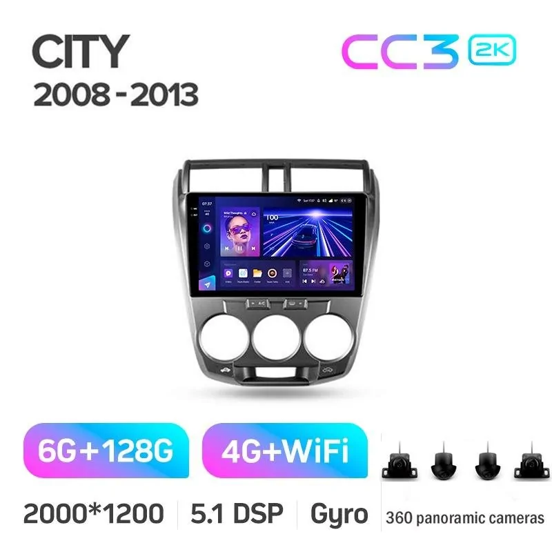 Штатная магнитола Teyes CC3 6+128 Gb с круговым обзором 360 Honda City 2008-2013 10
