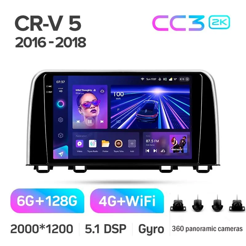 Штатная магнитола Teyes CC3 6+128 Gb с круговым обзором 360 Honda CR-V CR-V 5 RT RW 2017-2022 9