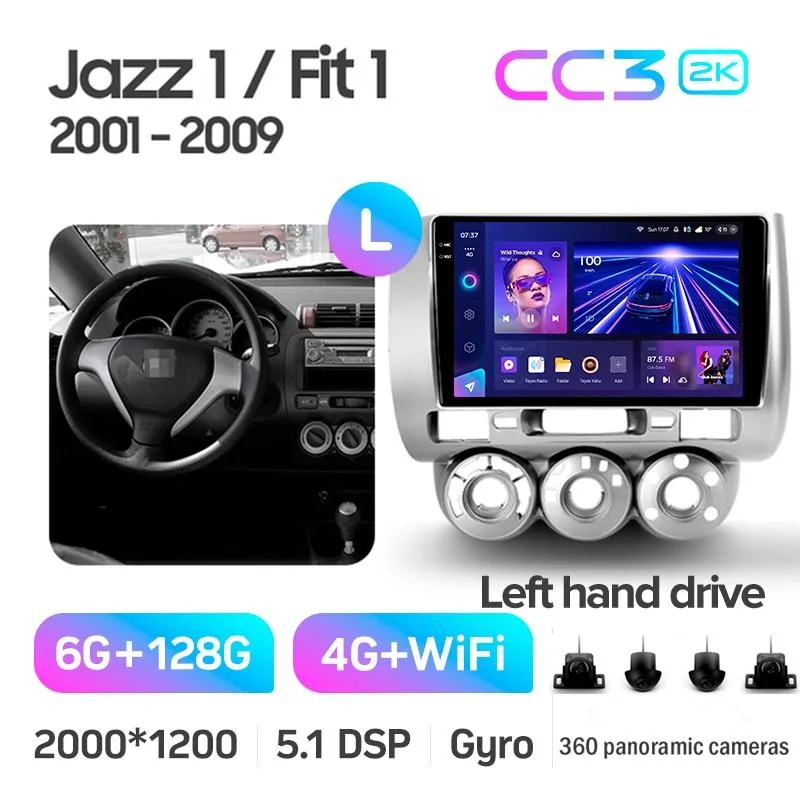 Штатная магнитола Teyes CC3 6+128 Gb с круговым обзором 360 Honda Jazz 1 GD Fit 1 2001 - 2009 9