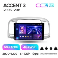 Штатная магнитола Teyes CC3 6+128 Gb с круговым обзором 360 Hyundai Accent 3 2006-2011 9