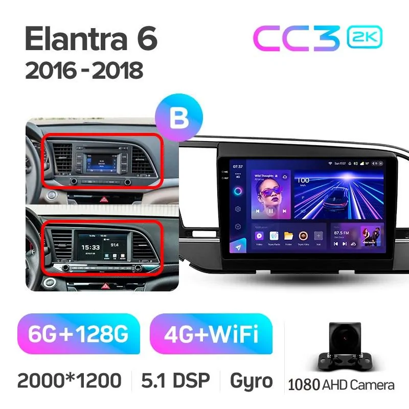 Штатная магнитола Teyes CC3 6+128 Gb Hyundai Elantra 6 2016-2018 (B) 9