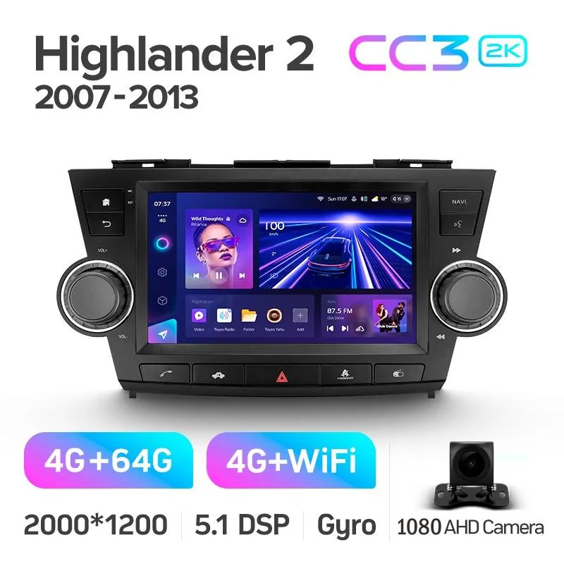 Штатная магнитола Teyes CC3 4+64 Gb Toyota Highlander 2 XU40 2007-2013 (F3) 9