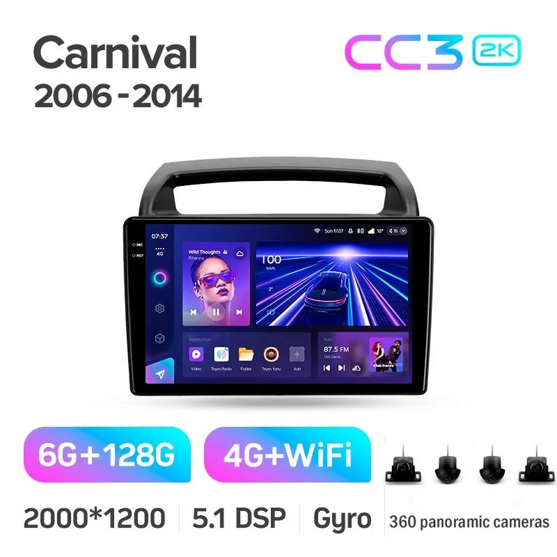 Штатная магнитола Teyes CC3 6+128 Gb с круговым обзором 360 KIA Carnival VQ 2006-2014 9