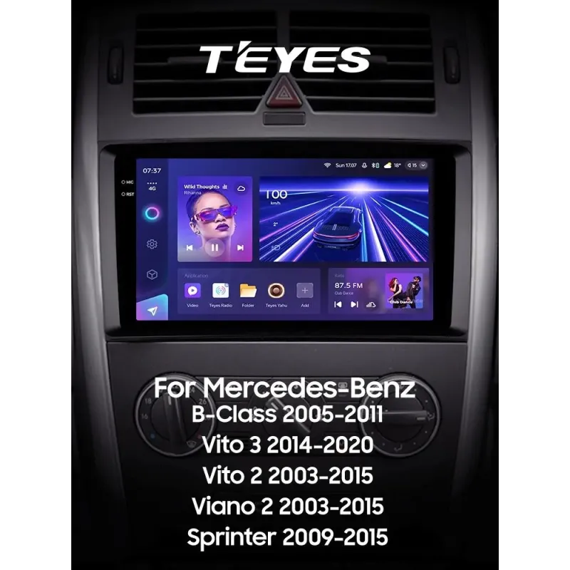 Штатная магнитола Teyes CC3 6+128 Gb с круговым обзором 360 Mercedes-Benz B-Class T245 2005-2011 Vito 3 W447 2014-2020 Vito 2 Viano 2…