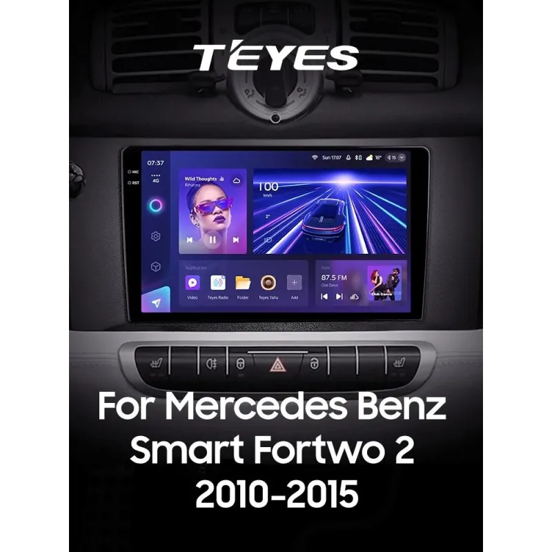 Штатная магнитола Teyes CC3 6+128 Gb с круговым обзором 360 Mercedes Benz Smart Fortwo 2 2010-2015 (F1) 9
