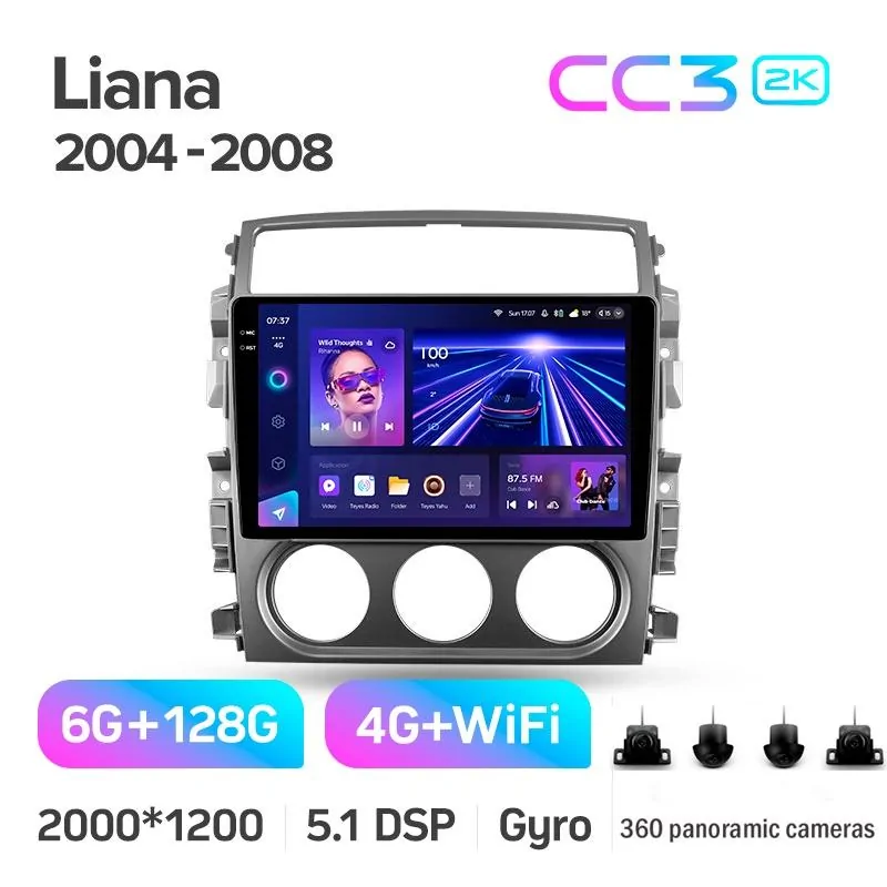Штатная магнитола Teyes CC3 6+128 Gb с круговым обзором 360 Suzuki Liana 1 2004-2008 9