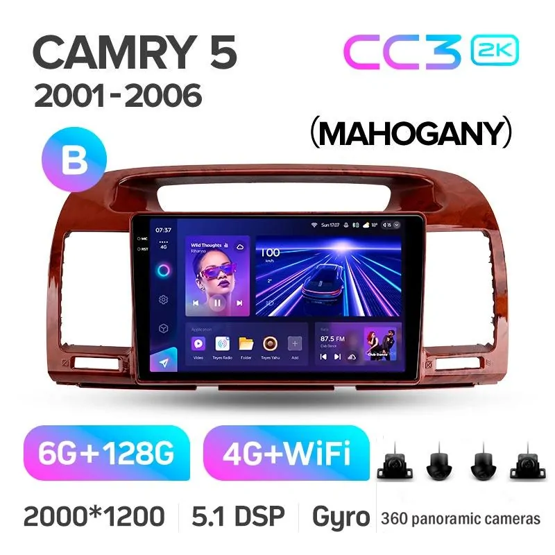 Штатная магнитола Teyes CC3 6+128 Gb с круговым обзором 360 Toyota Camry 5 XV 30 2001-2006-B 9