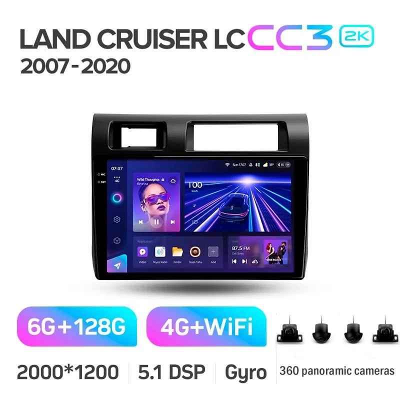 Штатная магнитола Teyes CC3 6+128 Gb с круговым обзором 360 Toyota Land Cruiser 70 Series LC 79 2007-2020 9