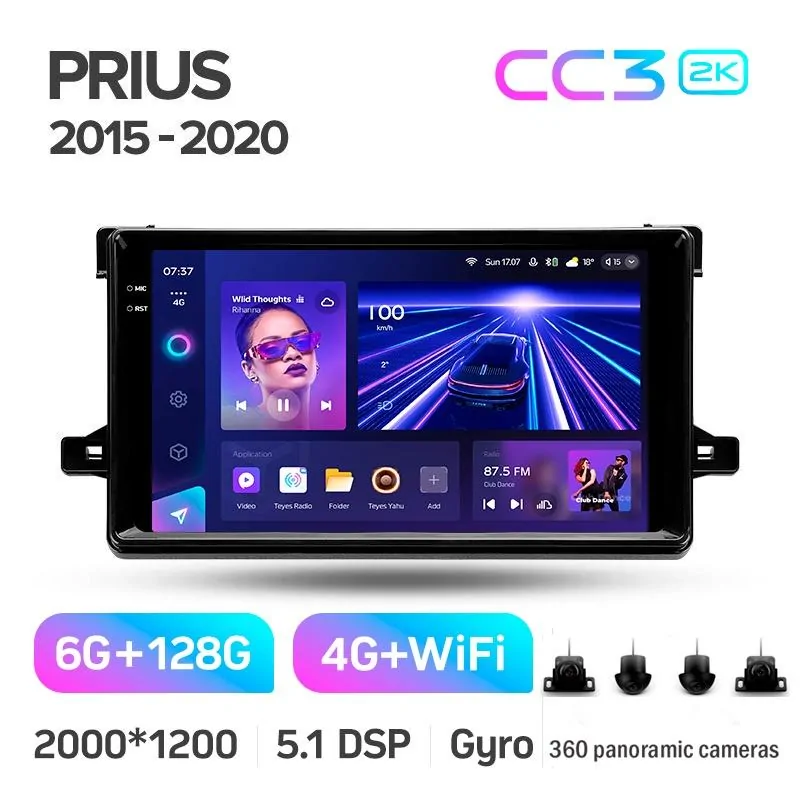 Штатная магнитола Teyes CC3 6+128 Gb с круговым обзором 360 Toyota Prius XW50 2015-2020 9