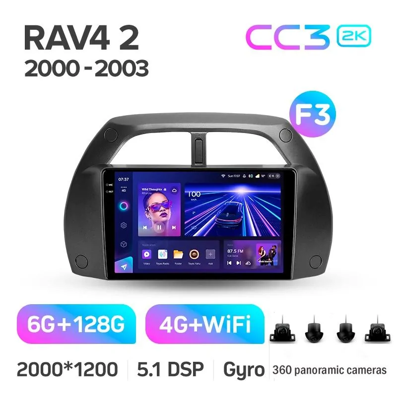 Штатная магнитола Teyes CC3 6+128 Gb с круговым обзором 360 Toyota RAV4 2 CA20 CA20W XA20 2000 - 2003 (F3) 9