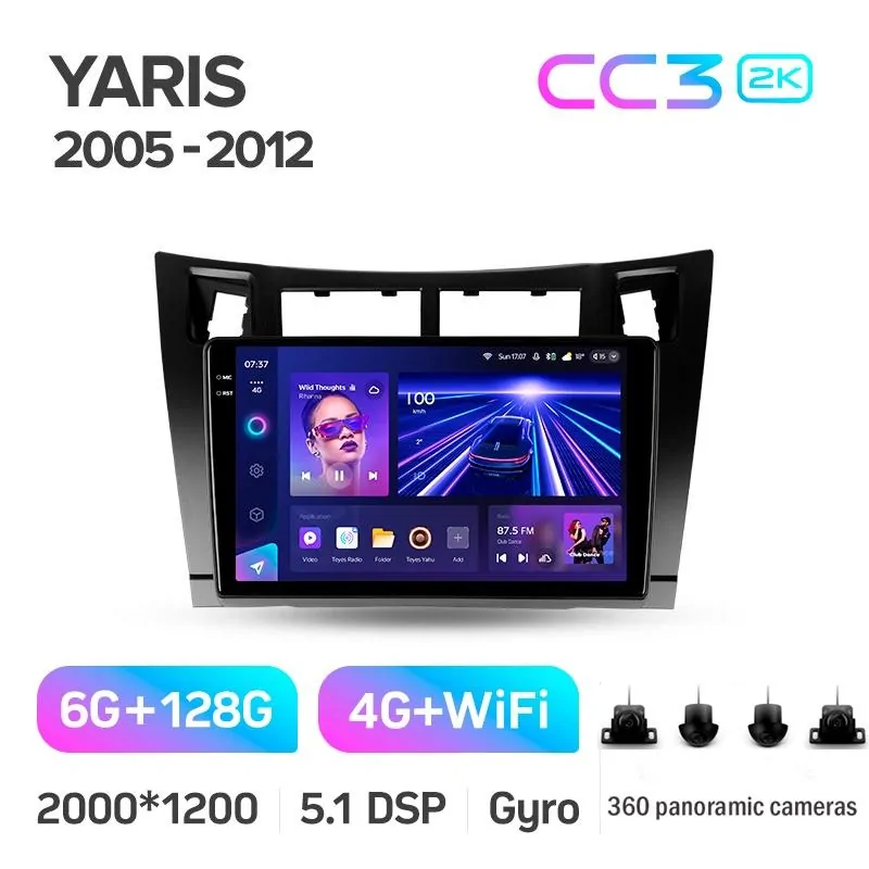 Штатная магнитола Teyes CC3 6+128 Gb с круговым обзором 360 Toyota Yaris XP90 2005-2012 (F1) 9