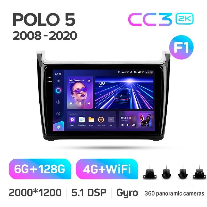 Штатная магнитола Teyes CC3 6+128 Gb с круговым обзором 360 Volkswagen POLO 5 (F1) 2008-2020 9