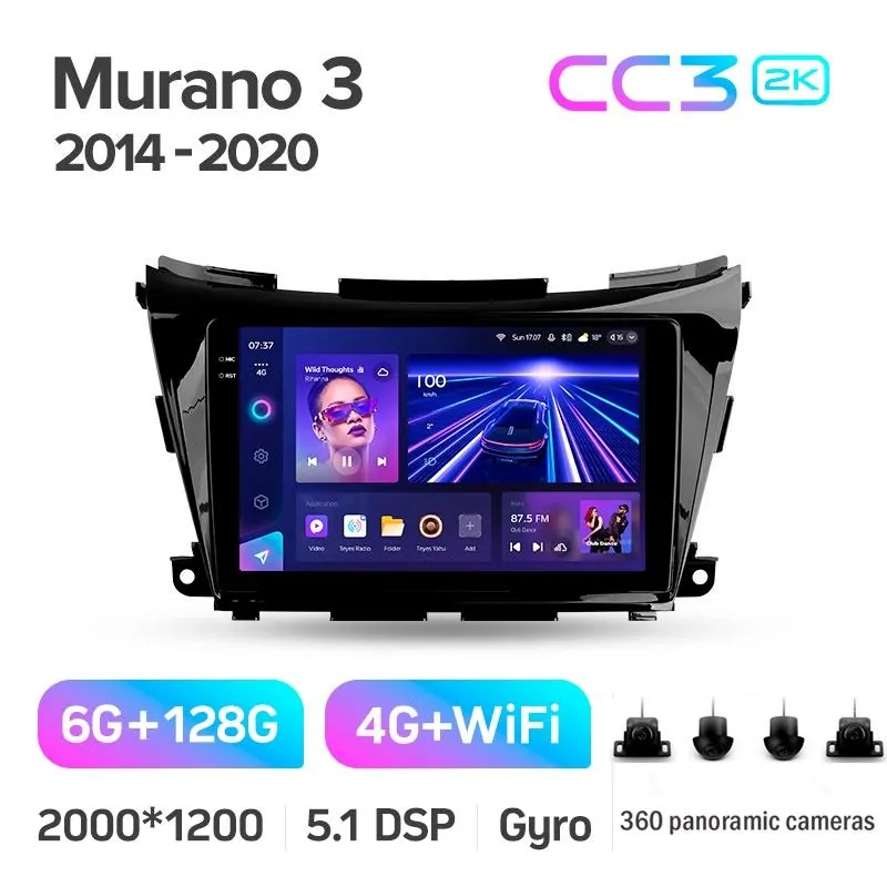 Штатная магнитола Teyes CC3 6+128 Gb с круговым обзором 360 Nissan Murano 3 Z52 2014-2020 10