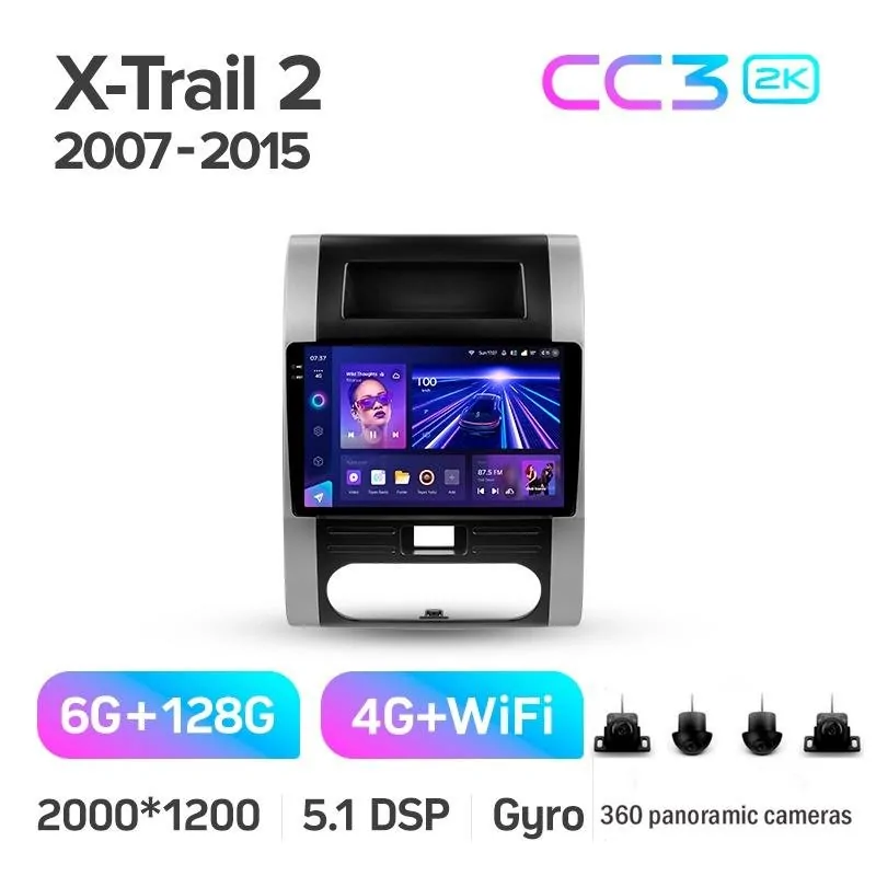 Штатная магнитола Teyes CC3 6+128 Gb с круговым обзором 360 Nissan X-Trail X Trail 2 T31 2007-2015 10