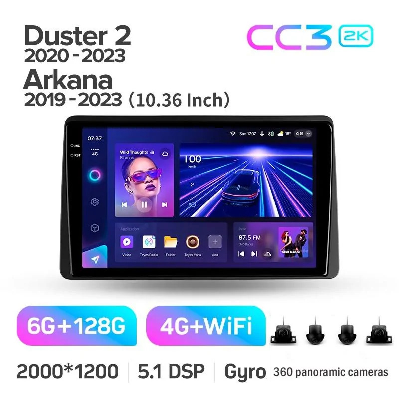 Штатная магнитола Teyes CC3 6+128 Gb с круговым обзором 360 Renault Duster HM 2 2020-2023 (F1) 10