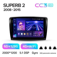 Штатная магнитола Teyes CC3 6+128 Gb с круговым обзором 360 Skoda Superb 2 B6 2008-2015 10