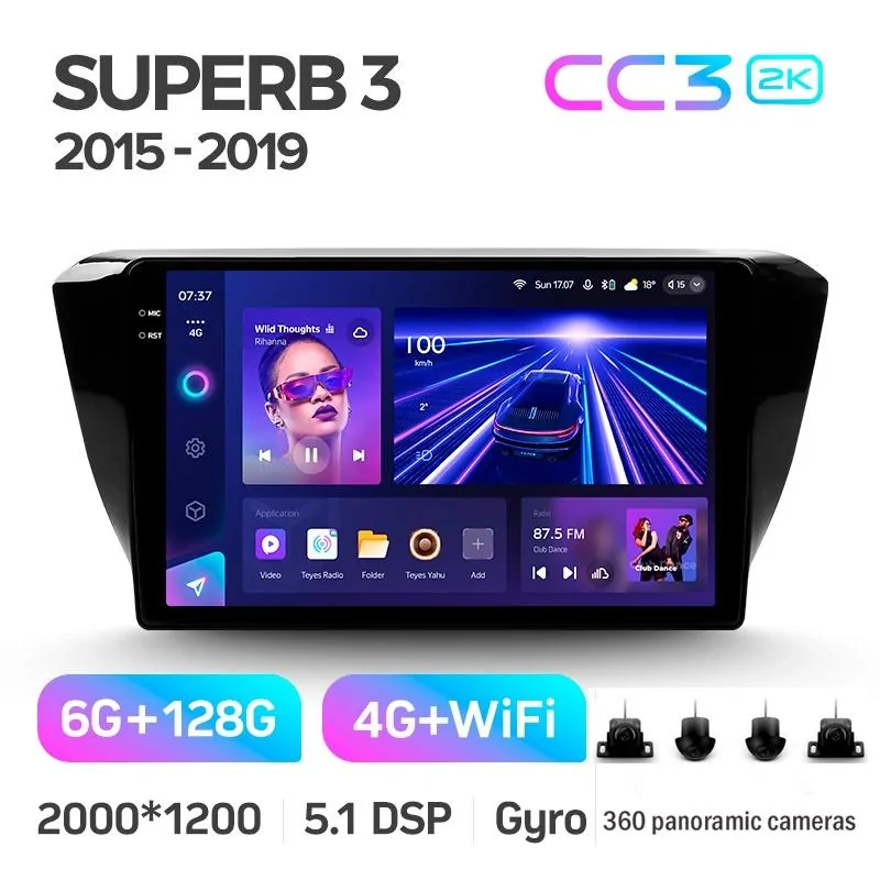 Штатная магнитола Teyes CC3 6+128 Gb с круговым обзором 360 Skoda Superb 3 2015-2019 10