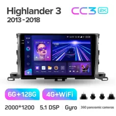 Штатная магнитола Teyes CC3 6+128 Gb с круговым обзором 360 Toyota Highlander 3 XU50 2013-2018 10