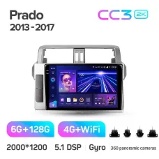 Штатная магнитола Teyes CC3 6+128 Gb с круговым обзором 360 Toyota Land Cruiser Prado 150 2013-2017 10