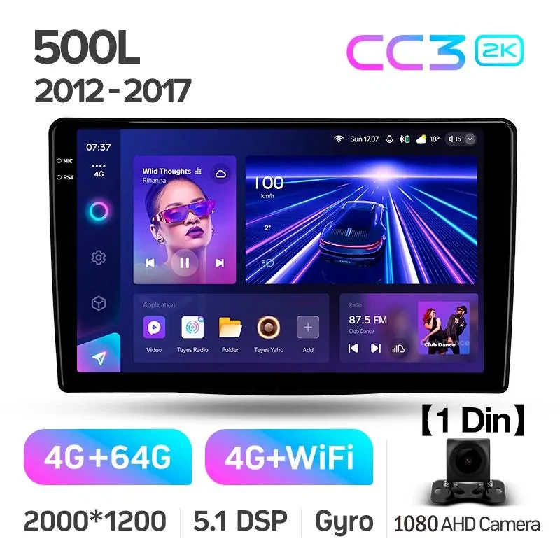 Штатна магнітола Teyes CC3 4+64 Gb Fiat 500L (1 Din) 2012-2017 10