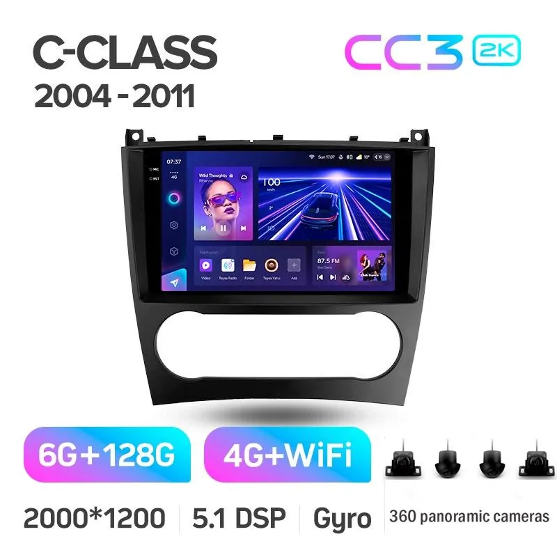 Штатная магнитола с круговым обзором Teyes CC3 6+128 Gb 360 Mercedes Benz C-Class W203 CL203 C209 A209 2004-2011 9