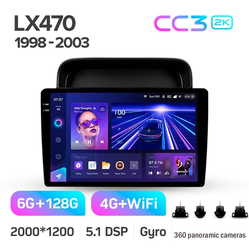 Штатная магнитола Teyes CC3 6+128 Gb с круговым обзором 360 Lexus LX470 J100 (F2) 1998-2003 10