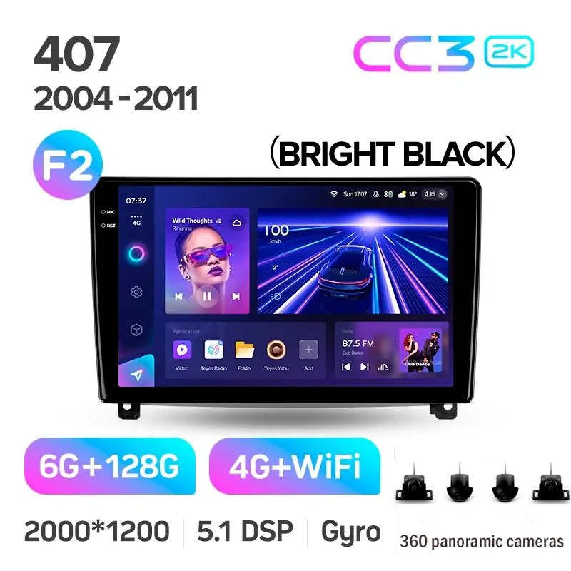 Штатная магнитола Teyes CC3 6+128 Gb с круговым обзором 360 Peugeot 407 1 2004 - 2011 (F2) 9