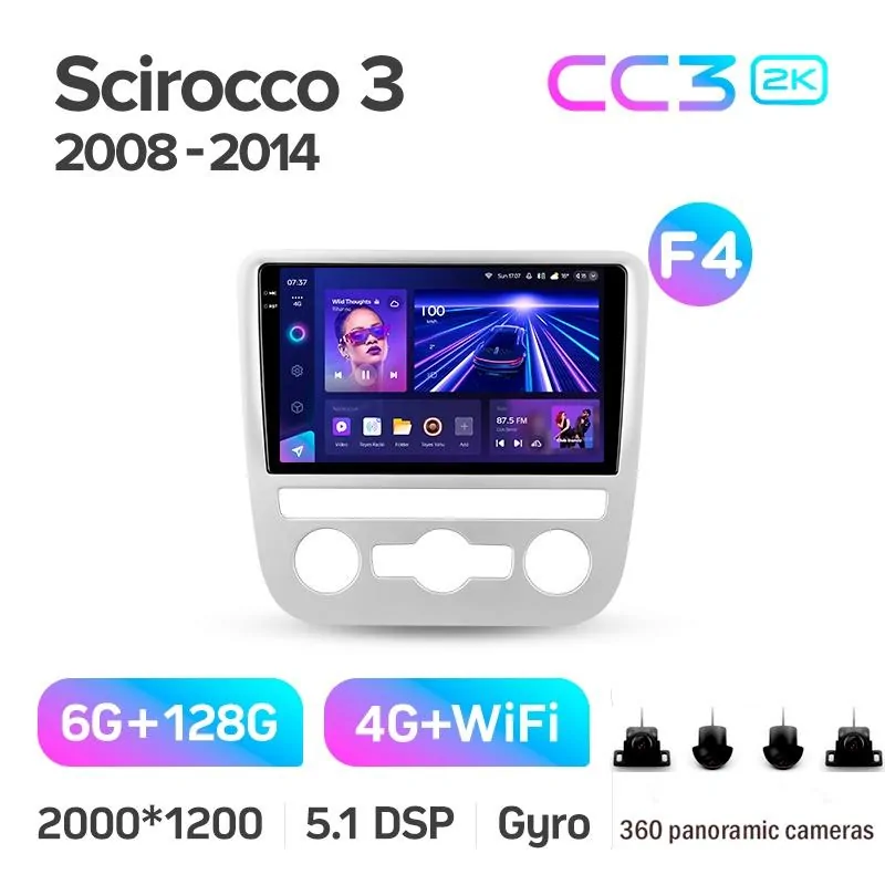 Штатная магнитола Teyes CC3 6+128 Gb с круговым обзором 360 Volkswagen Scirocco 3 III Mk3 2008-2014 (F4) 9