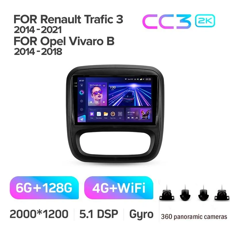 Штатная магнитола Teyes CC3 6+128 Gb с круговым обзором 360 Renault Trafic 3 2014-2021 / Opel Vivaro B 2014-2018 9