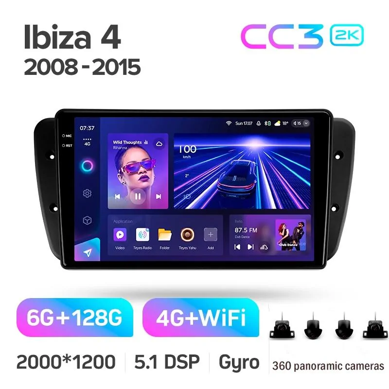 Штатная магнитола Teyes CC3 6+128 Gb с круговым обзором 360 Seat Ibiza 6J 2008-2015 9