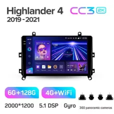 Штатная магнитола Teyes CC3 6+128 Gb с круговым обзором 360 Toyota Highlander 4 XU70 2019-2021 9