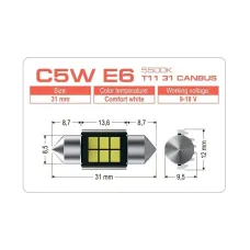 Светодиодная лампа Extreme C5W E6 T11 31 CANBUS 5500K