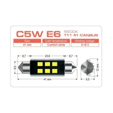 Светодиодная лампа Extreme C5W E6 T11 41 CANBUS 5500K