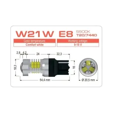 Светодиодная лампа Extreme W21W E8 T20/7440 5500K