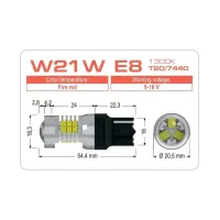 Светодиодная лампа Extreme W21W E8 T20/7440 1300K