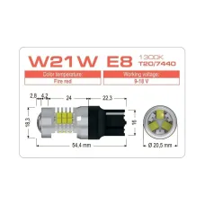 Светодиодная лампа Extreme W21W E8 T20/7440 1300K