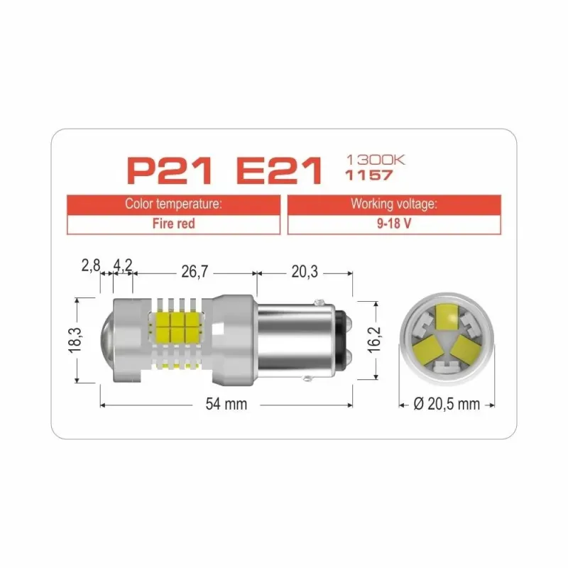 Светодиодная лампа Extreme P21 E21 1157 1300K