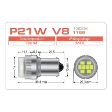 Светодиодная лампа Vision P21W V8 1156 1300K