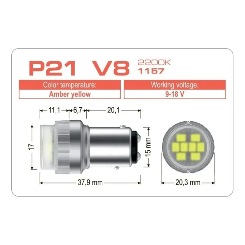 Светодиодная лампа Vision P21 V8 1157 2200K