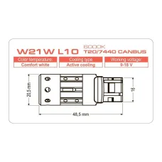 Светодиодная лампа Longlife W21W L10 T20/7440 CANBUS 6000K