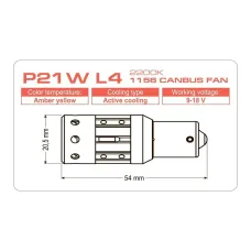 Светодиодная лампа Longlife P21W L4 1156 CANBUS FAN 2200K