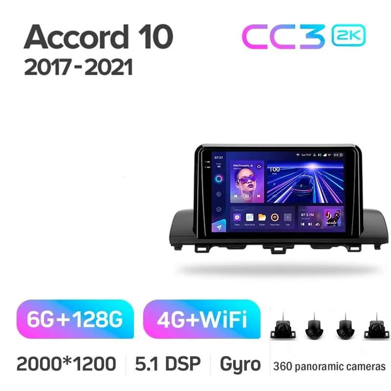Штатная магнитола с круговым обзором Teyes CC3 6+128 Gb 360 Honda Accord 10 CV X 2017 - 2021 (A) 9