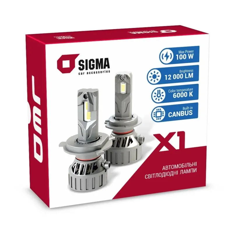 LED лампа Sigma X1 50W H4 H/L 6000K