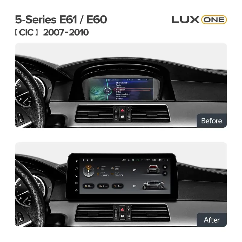 Штатная магнитола Teyes LUX ONE 6+128 Gb BMW 5-Series E61 / E60 CIC 2007-2010 12.3