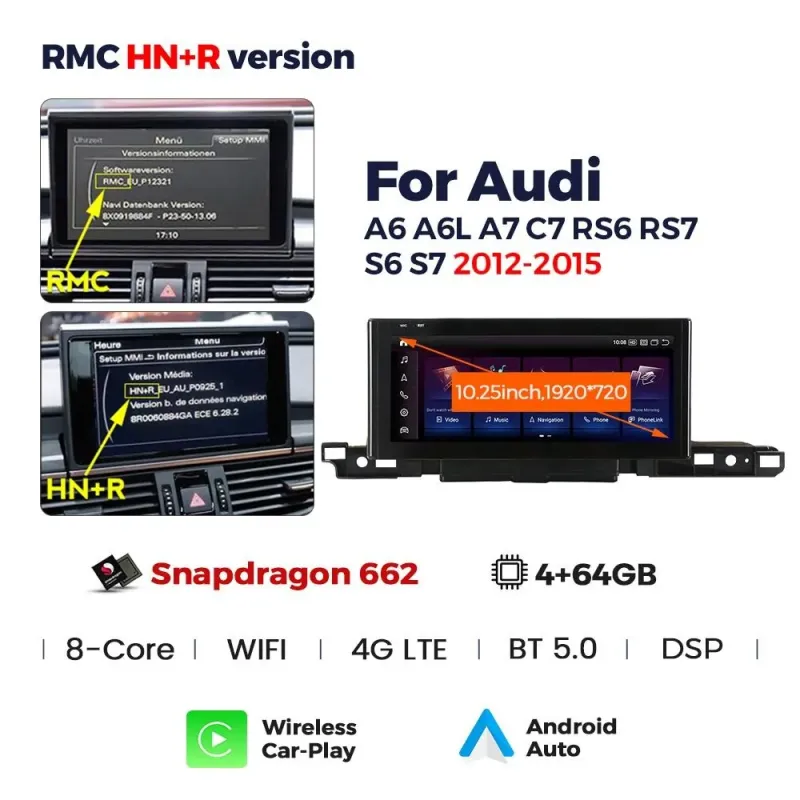 Штатная магнитола Ams Audi A6 2011-2014 HN+R 4+64Gb 10.25