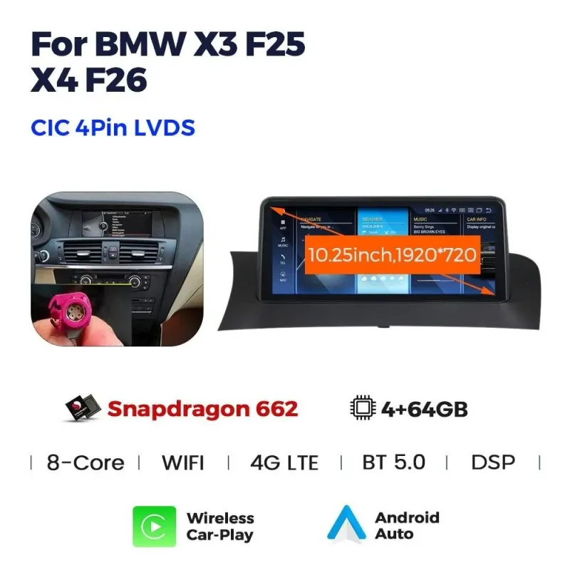 Штатная магнитола Ams BMW X3 F25 (2011- 2013) CIC Original CIC System 4+64Gb 10.25