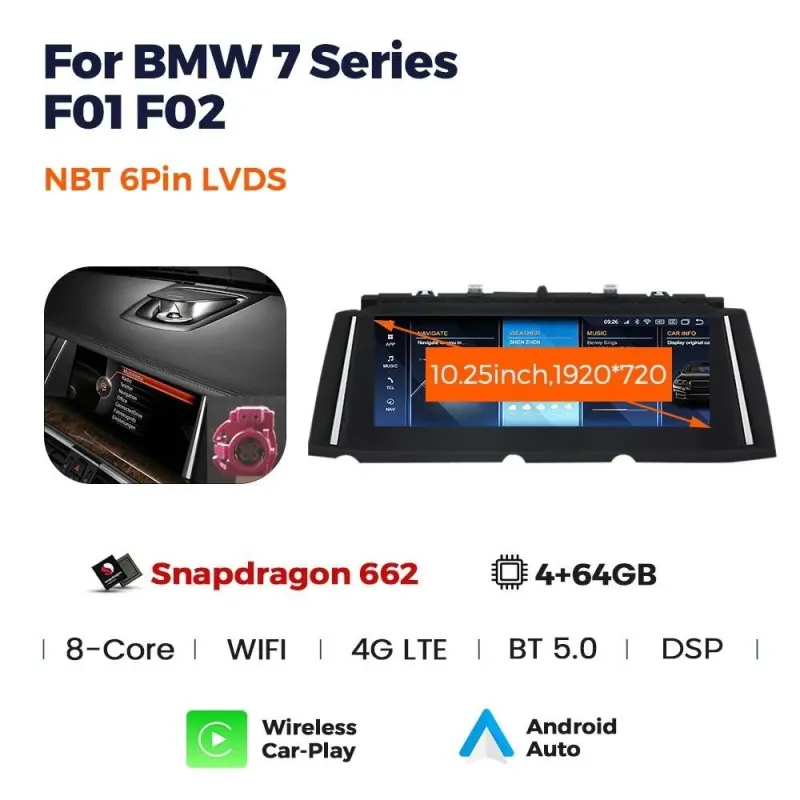 Штатная магнитола Ams BMW 7 Series F01 F02(2009-2012) Original NBT 4+64Gb 10.25
